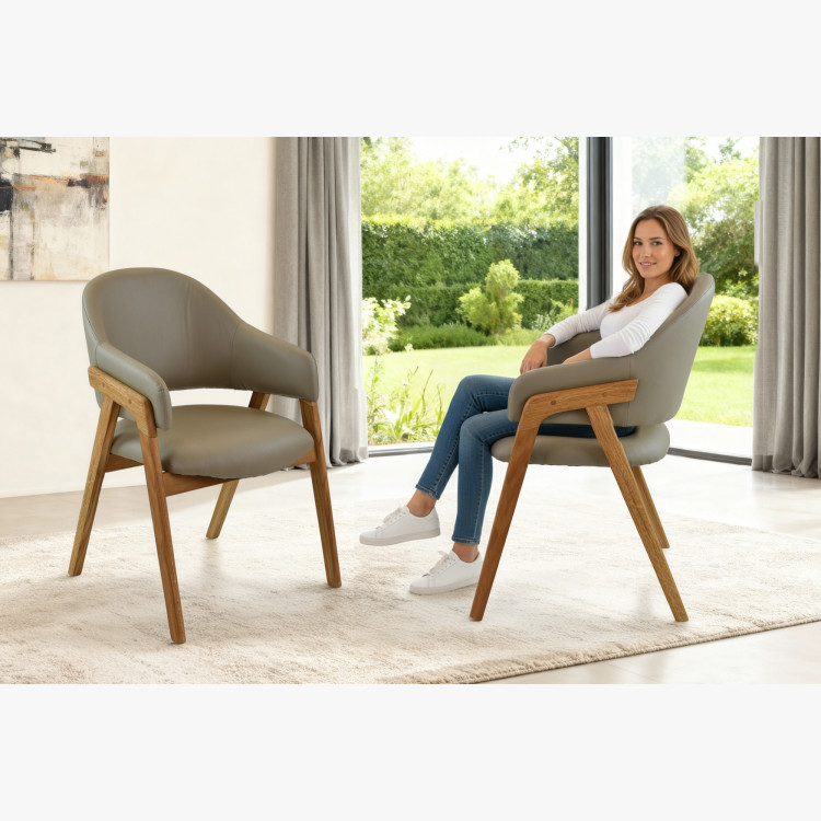 Tölgyfa karfás szék, szürkésbarna  - 8