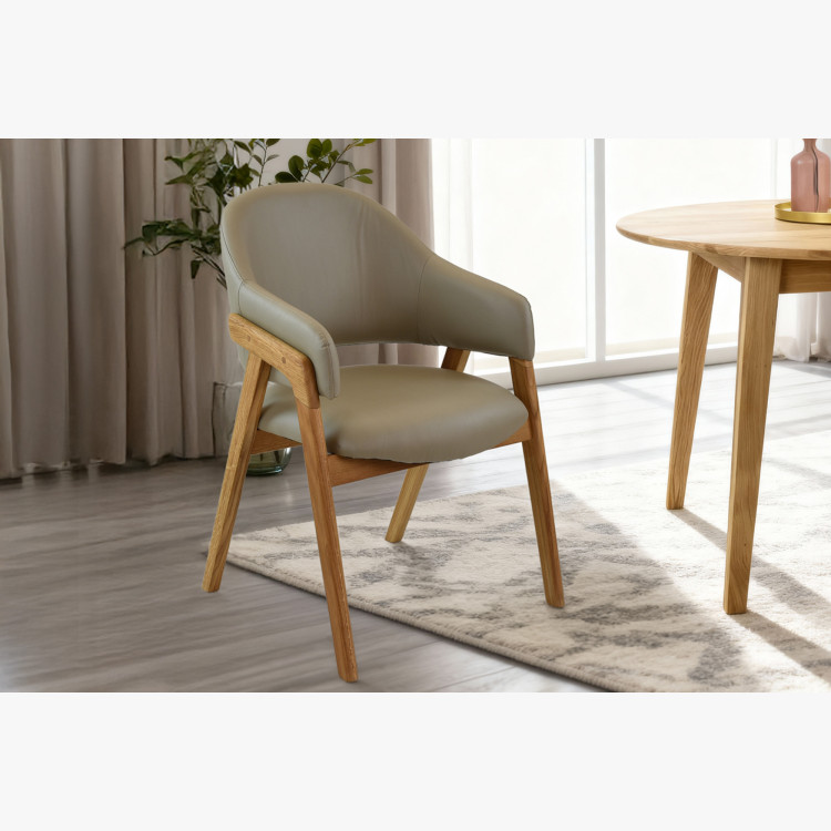 Tölgyfa karfás szék, szürkésbarna  - 10