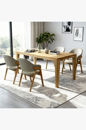 Tömör tölgy étkezőgarnitúra 200x100 cm asztal + 4 párnázott