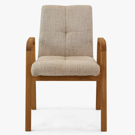 Tölgyfa kartámaszos szék, bézs kárpitozással  - 3