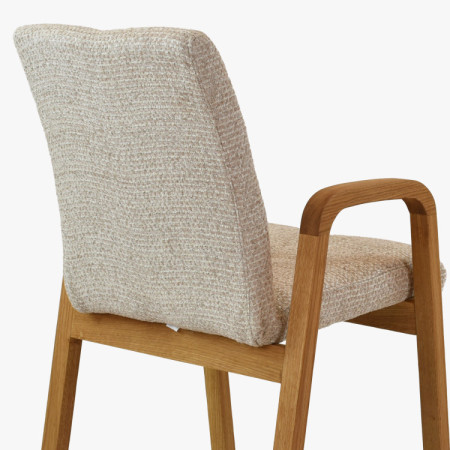 Tölgyfa kartámaszos szék, bézs kárpitozással  - 5