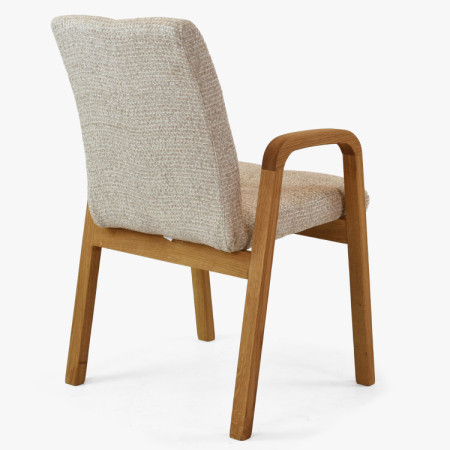 Tölgyfa kartámaszos szék, bézs kárpitozással  - 6