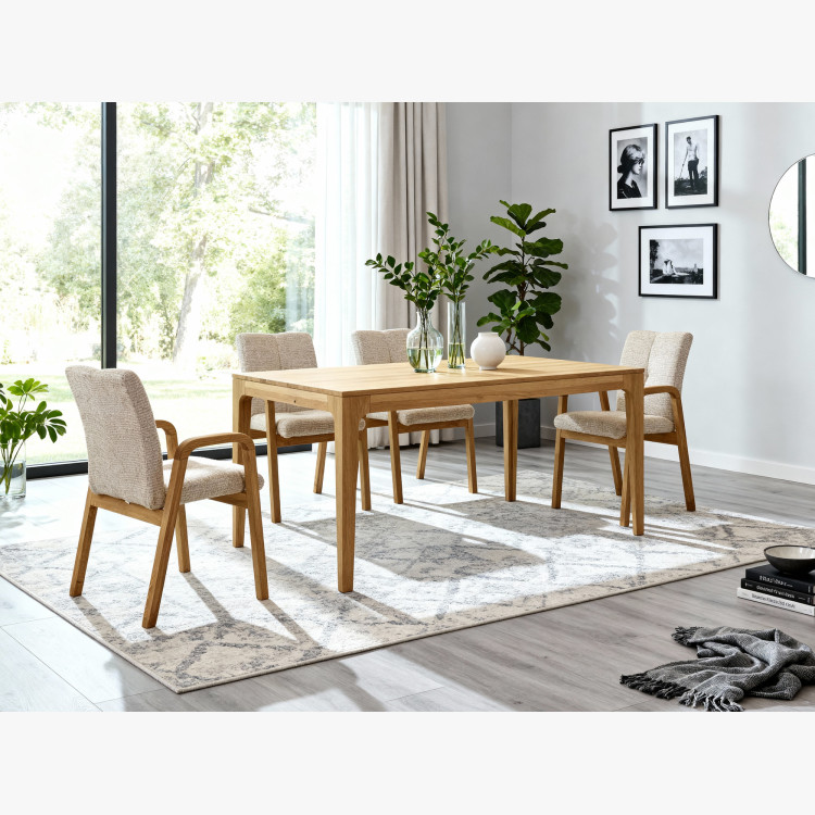 Tölgyfa kartámaszos szék, bézs kárpitozással  - 13