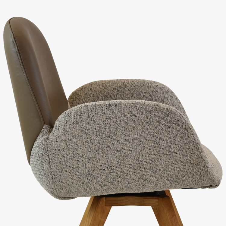 Forgó tölgyfa szék, karpitozott szövettel + szürkésbarna  - 4