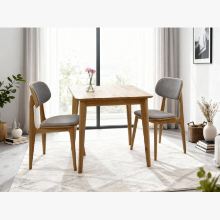 Étkezőkészlet két személy számára – tölgyfa asztal és székek  - 9