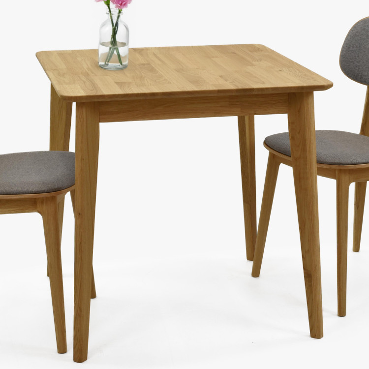 Négyzet alakú tölgyfa étkezőasztal a konyhába négy masszív fa székkel  - 3