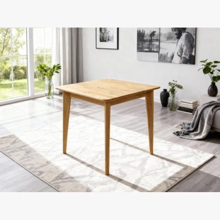 Négyzet alakú tölgyfa étkezőasztal a konyhába négy masszív fa székkel  - 5