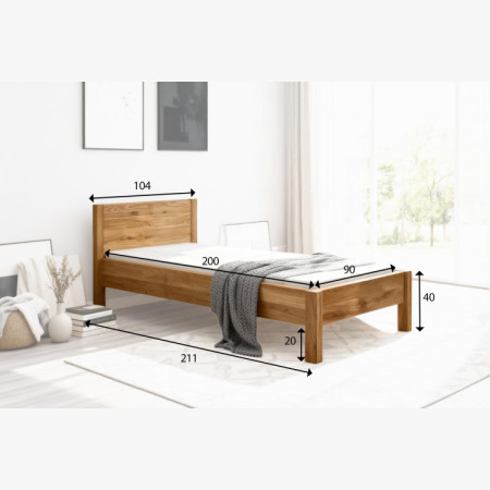 Egyszemélyes tölgyfa ágy 90 x 200 cm  - 9
