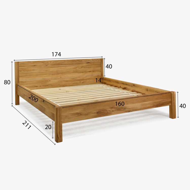 Franciaágy tömör tölgyfa 160 x 200 cm  - 16