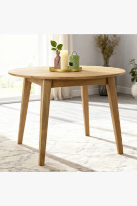 Kerek étkezőasztal tömör tölgy, Janov 90 cm  - 1