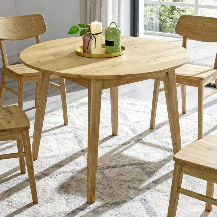 Kerek étkezőasztal tömör tölgy, Janov 90 cm  - 2