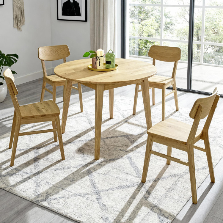 Kerek étkezőasztal tömör tölgy, Janov 90 cm  - 13