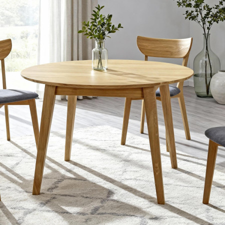 Kerek étkezőasztal tömör tölgy, Janov 90 cm  - 14