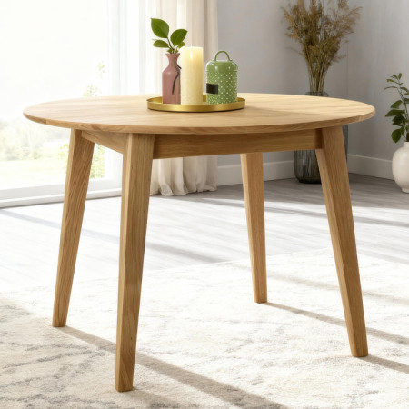 Kerek étkezőasztal, tölgy tömörfa, Janov 110 cm  - 1