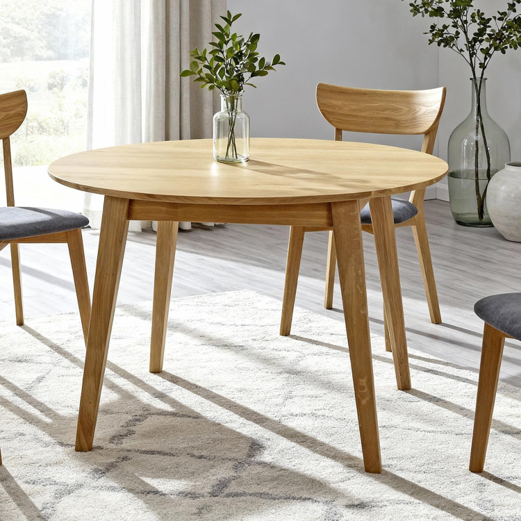 Kerek étkezőasztal, tölgy tömörfa, Janov 110 cm  - 2