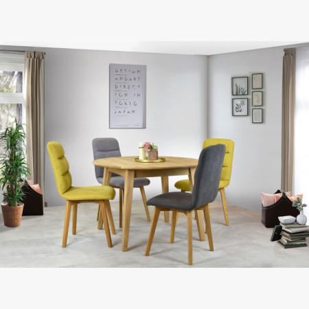 Kerek étkezőasztal, tölgy tömörfa, Janov 110 cm  - 9