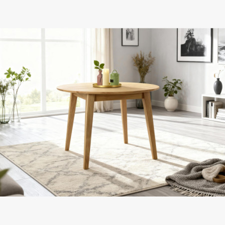 Kerek étkezőasztal, tölgy tömörfa, Janov 110 cm  - 11