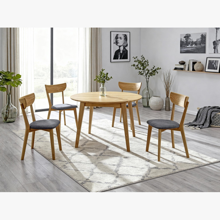 Kerek étkezőasztal, tölgy tömörfa, Janov 110 cm  - 12