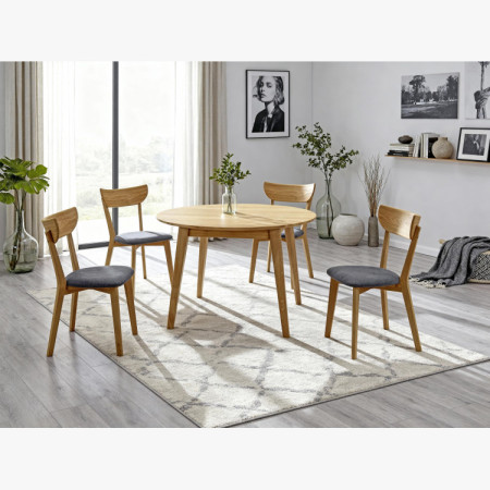 Kerek étkezőasztal, tölgy tömörfa, Janov 110 cm  - 12