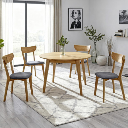 Kerek étkezőasztal, tölgy tömörfa, Janov 110 cm  - 13