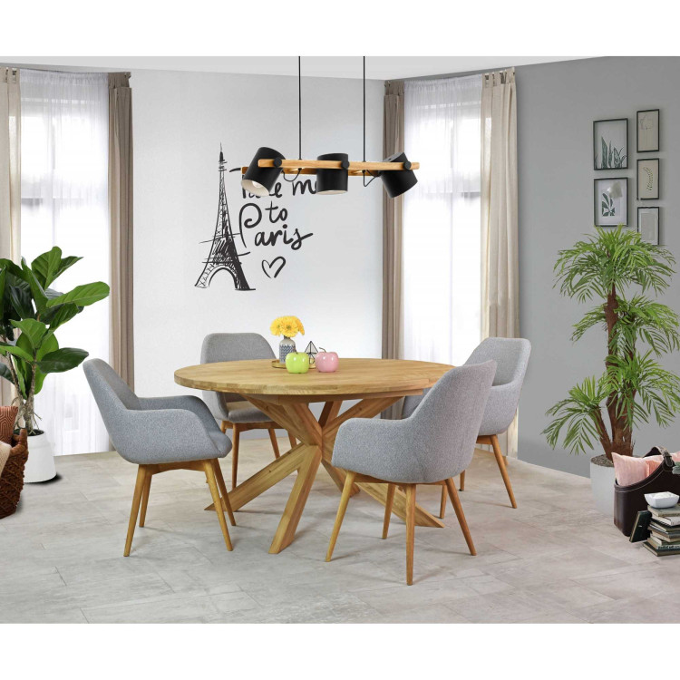 Rozkladó kerek tömör tölgyfa asztal, Holger 140 cm  - 23