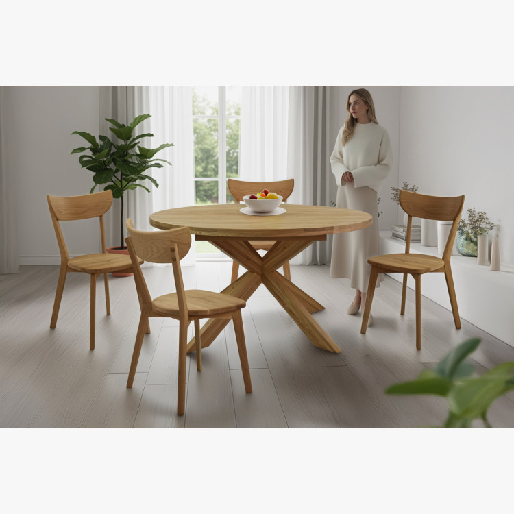 Rozkladó kerek tömör tölgyfa asztal, Holger 140 cm  - 25