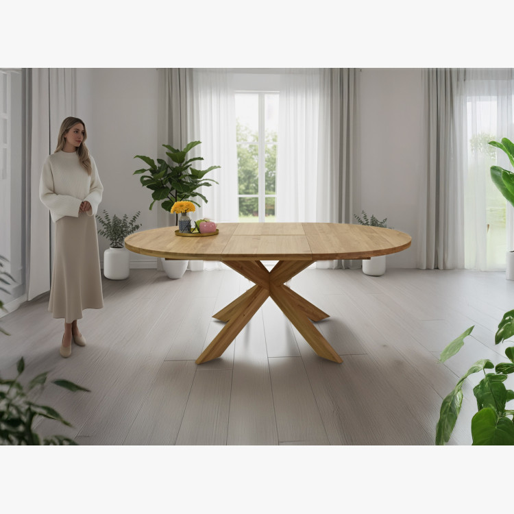 Rozkladó kerek tömör tölgyfa asztal, Holger 140 cm  - 30