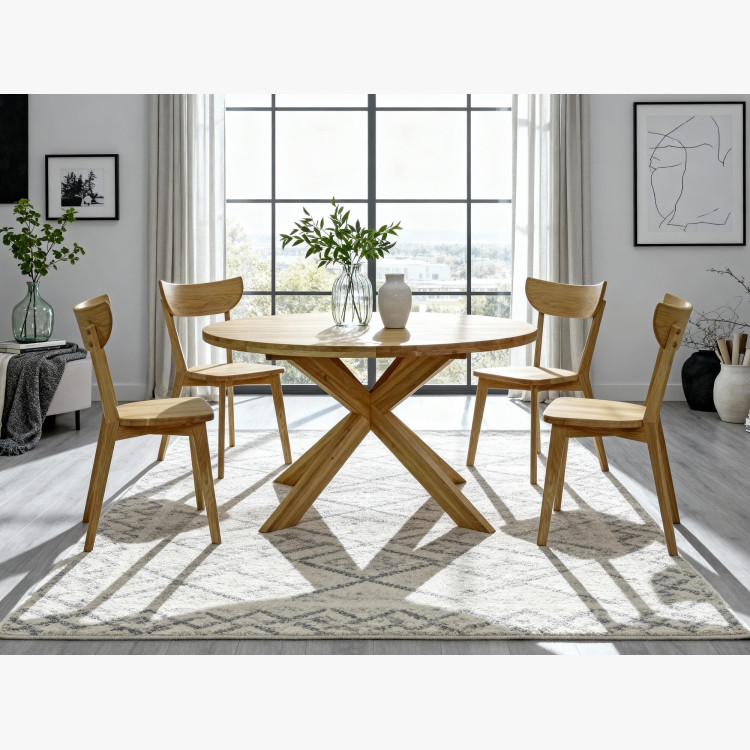 Rozkladó kerek tömör tölgyfa asztal, Holger 140 cm  - 35