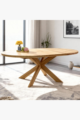 Szilárd tölgyfa rozsdamentes kerek asztal, Holger 120 cm  - 1 2