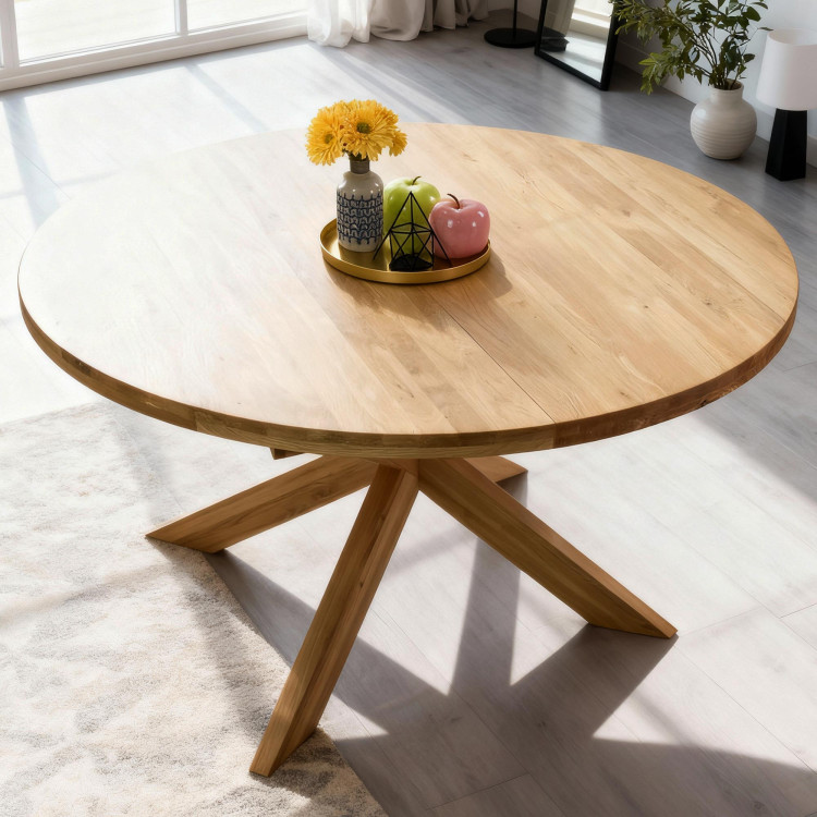 Szilárd tölgyfa rozsdamentes kerek asztal, Holger 120 cm  - 3