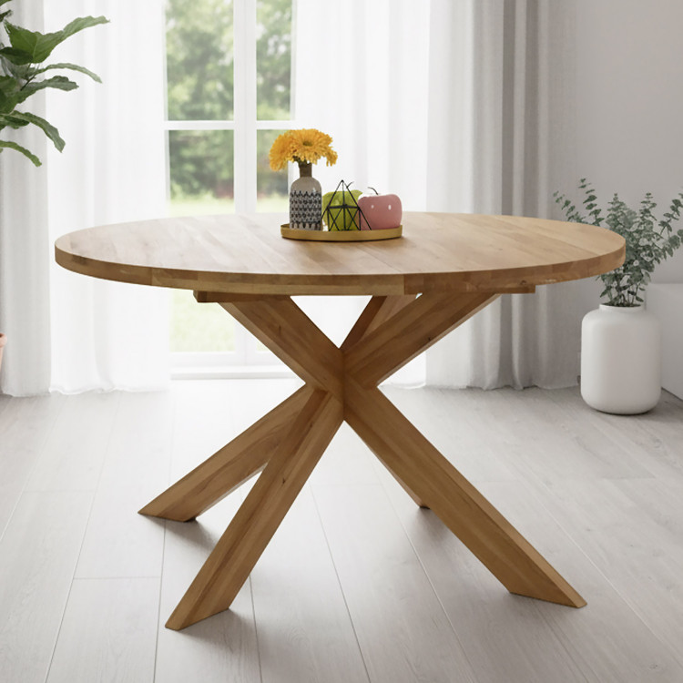 Szilárd tölgyfa rozsdamentes kerek asztal, Holger 120 cm  - 4