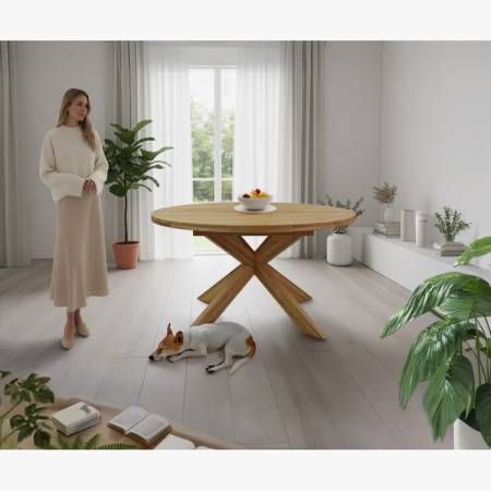 Szilárd tölgyfa rozsdamentes kerek asztal, Holger 120 cm  - 18