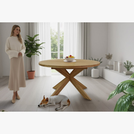 Szilárd tölgyfa rozsdamentes kerek asztal, Holger 120 cm  - 19