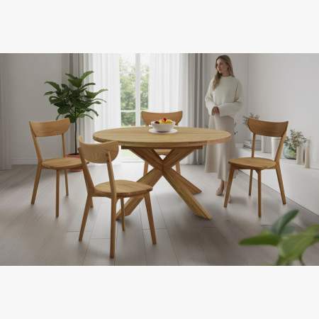 Szilárd tölgyfa rozsdamentes kerek asztal, Holger 120 cm  - 21