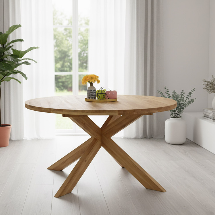 Szilárd tölgyfa rozsdamentes kerek asztal, Holger 120 cm  - 22