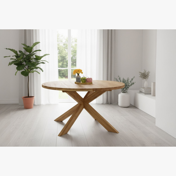 Szilárd tölgyfa rozsdamentes kerek asztal, Holger 120 cm  - 23