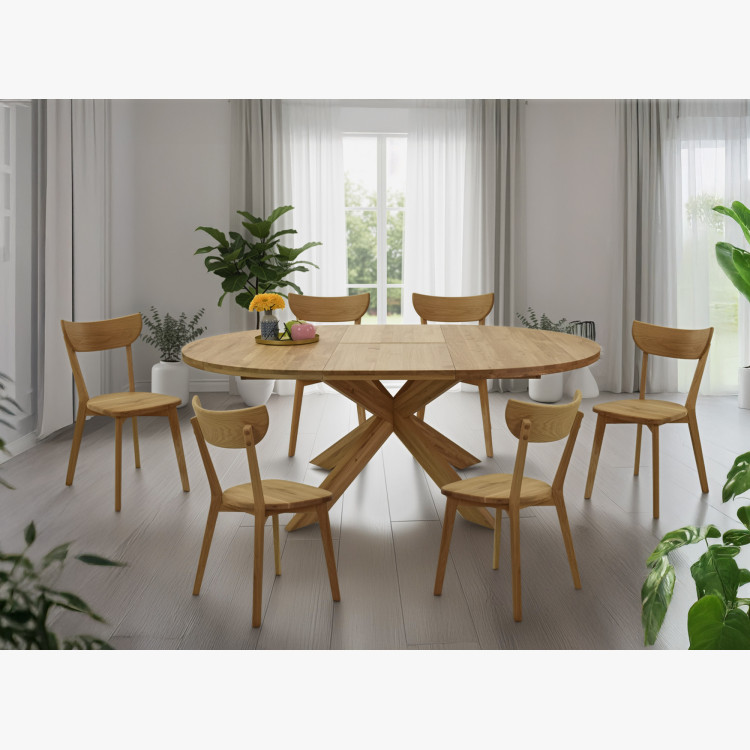 Szilárd tölgyfa rozsdamentes kerek asztal, Holger 120 cm  - 24