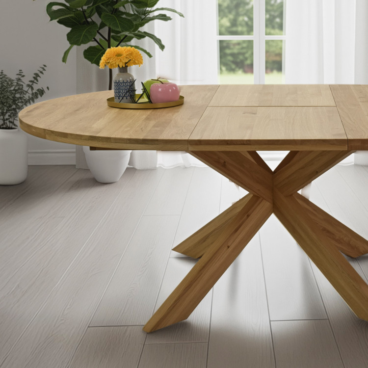 Szilárd tölgyfa rozsdamentes kerek asztal, Holger 120 cm  - 29