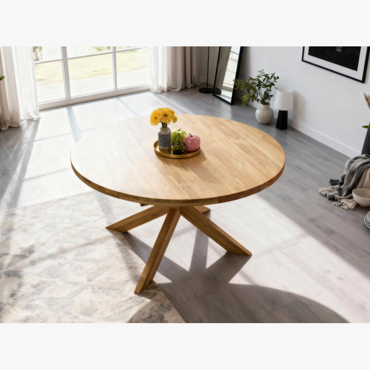 Szilárd tölgyfa rozsdamentes kerek asztal, Holger 120 cm  - 31