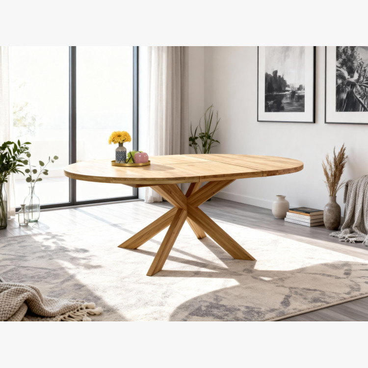 Szilárd tölgyfa rozsdamentes kerek asztal, Holger 120 cm  - 32