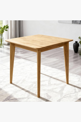 Négyzet alakú tömör tölgyfa asztal 75x75 cm, természetes fa színű
