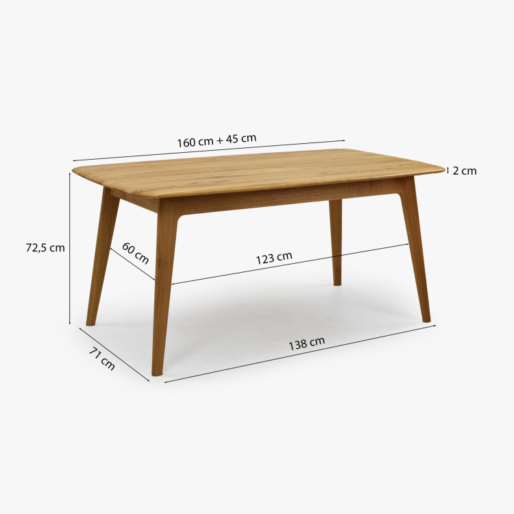 Luxusos tömör tölgy asztal 160 x 90 cm kihúzhatóval  - 17