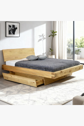 Masszív lucfenyő kétszemélyes ágy 180x200 cm, természetes fa ágykeret