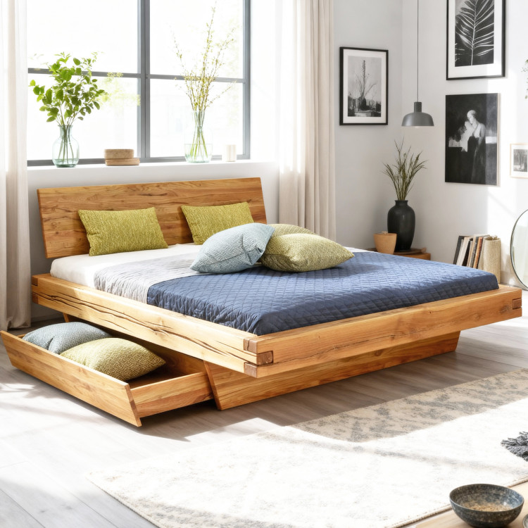 Tölgyfa gerendából készült ágy, természetes, Matus 140 x 200 cm  - 5