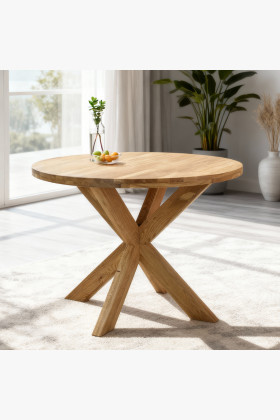 Fa kerek asztal keresztezett lábakkal Ø100 cm  - 1