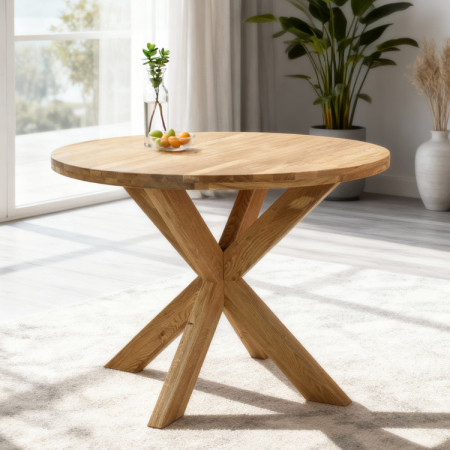 Fa kerek asztal keresztezett lábakkal Ø100 cm  - 1