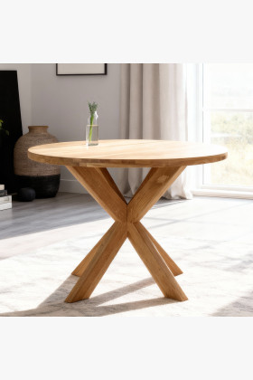Fa kerek asztal keresztezett lábakkal Ø100 cm  - 1 2