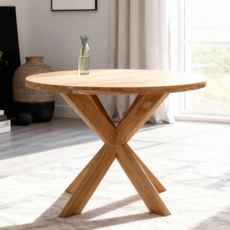 Fa kerek asztal keresztezett lábakkal Ø100 cm  - 2