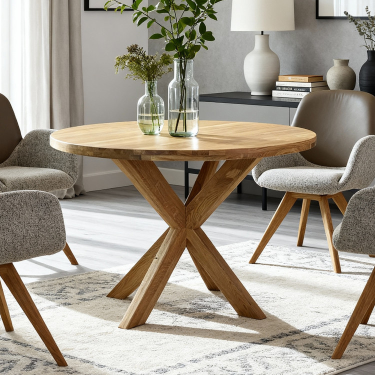 Fa kerek asztal keresztezett lábakkal Ø100 cm  - 3