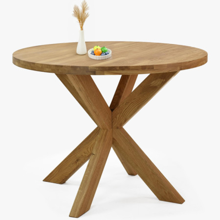 Fa kerek asztal keresztezett lábakkal Ø100 cm  - 4